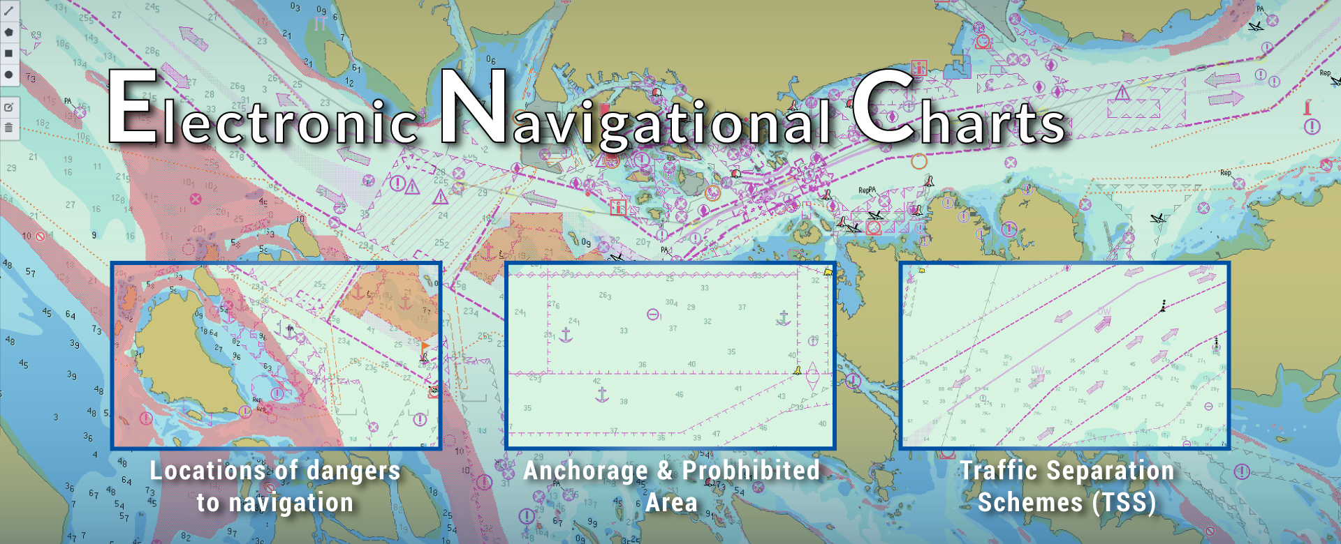 The Electronic Nautical Chart require no need for any installation or download updates, our service streamlines charts and automatically updates through web-based tracking platform, Falcon Mega Track (FMT), leaving you free to focus on navigation with peace of mind. An Electronic Navigational Chart includes a variety of features and information such as coastlines, depth soundings, navigational hazards, traffic separation schemes, bathymetry, buoys, lights, submarine cables, wind parks, etc, and other information that can help mariners navigate safely on the water.