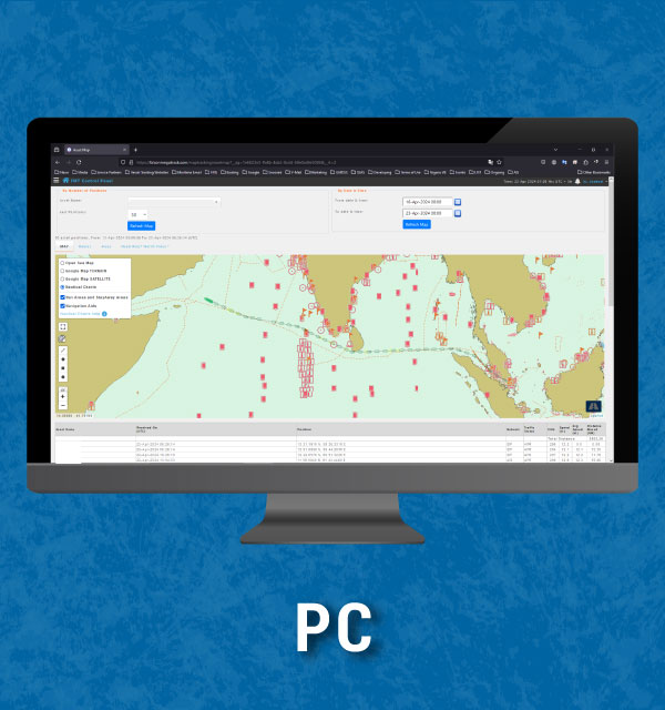 Electronic Nautical Chart can be access through PC on Falcon Mega Track, Vessel Tracking Platform from anywhere, anytime.