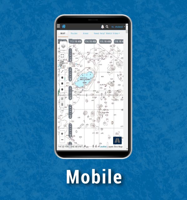 Electronic Nautical Chart can be access through Mobile on Falcon Mega Track, Vessel Tracking Platform from anywhere, anytime.